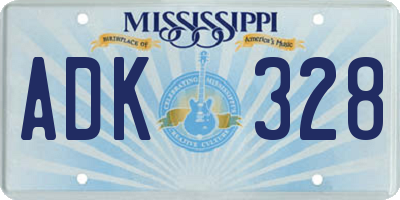 MS license plate ADK328