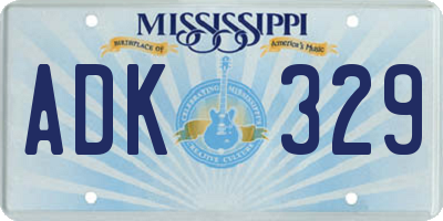 MS license plate ADK329