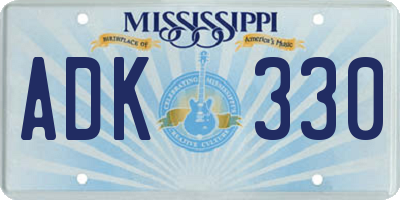 MS license plate ADK330
