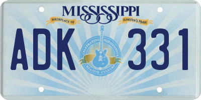MS license plate ADK331