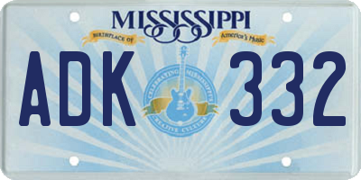 MS license plate ADK332
