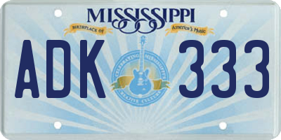 MS license plate ADK333