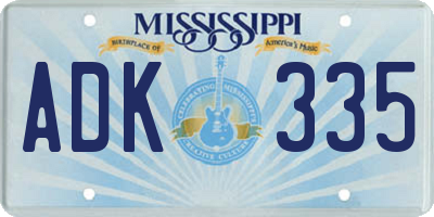 MS license plate ADK335
