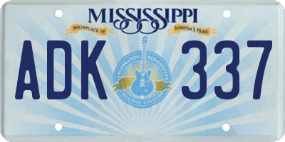 MS license plate ADK337
