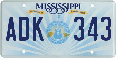 MS license plate ADK343