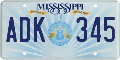 MS license plate ADK345