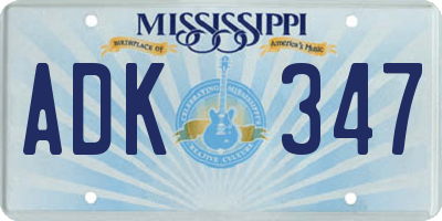 MS license plate ADK347