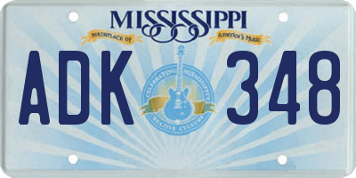MS license plate ADK348