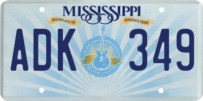 MS license plate ADK349