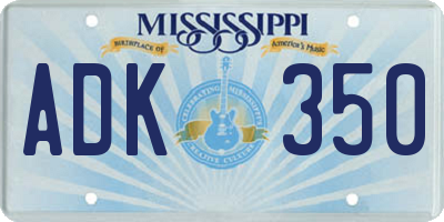 MS license plate ADK350