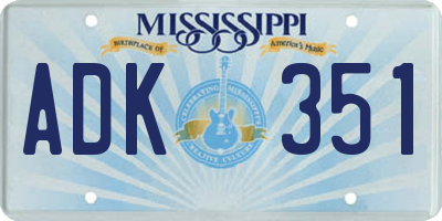 MS license plate ADK351