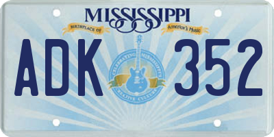 MS license plate ADK352
