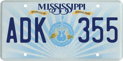 MS license plate ADK355