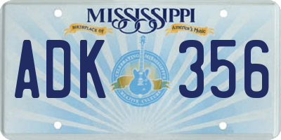 MS license plate ADK356