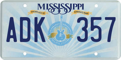 MS license plate ADK357