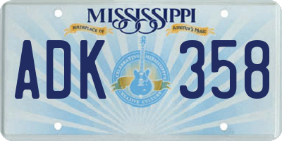 MS license plate ADK358