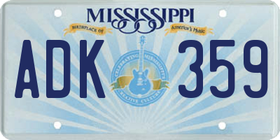 MS license plate ADK359