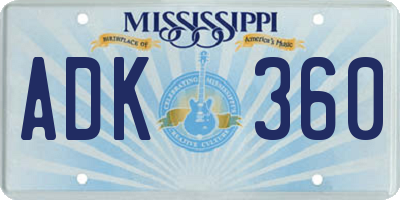 MS license plate ADK360