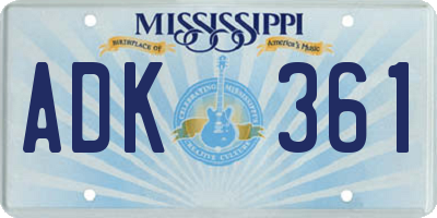 MS license plate ADK361