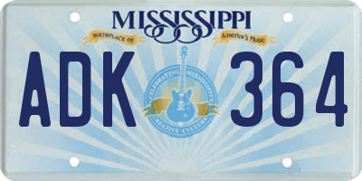 MS license plate ADK364