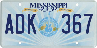 MS license plate ADK367