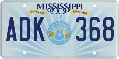 MS license plate ADK368