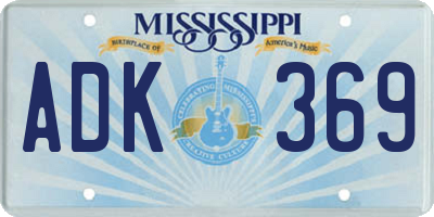 MS license plate ADK369
