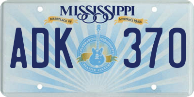 MS license plate ADK370