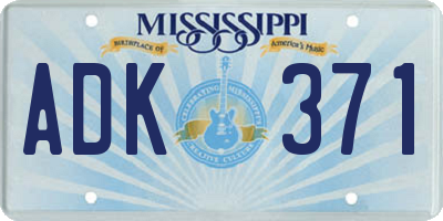 MS license plate ADK371