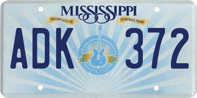 MS license plate ADK372