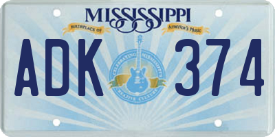 MS license plate ADK374
