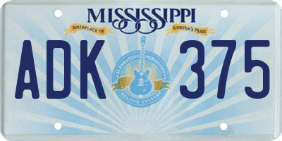MS license plate ADK375