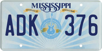 MS license plate ADK376