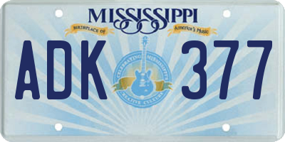 MS license plate ADK377