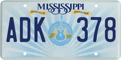 MS license plate ADK378