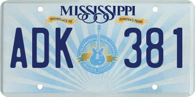 MS license plate ADK381