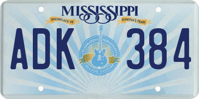 MS license plate ADK384