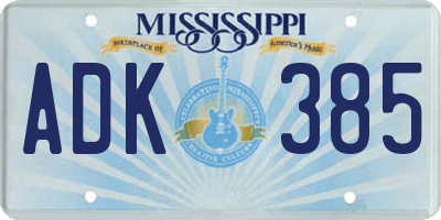 MS license plate ADK385