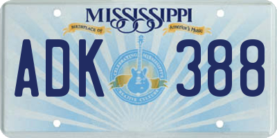 MS license plate ADK388