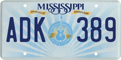 MS license plate ADK389