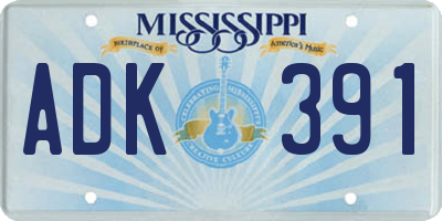 MS license plate ADK391