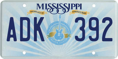 MS license plate ADK392