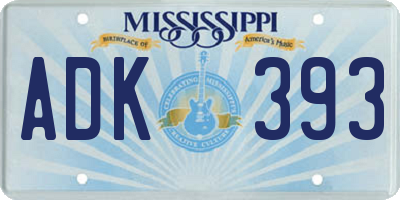 MS license plate ADK393
