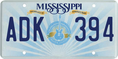 MS license plate ADK394