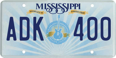 MS license plate ADK400