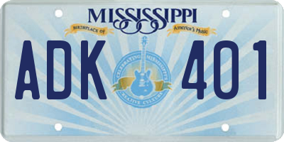 MS license plate ADK401