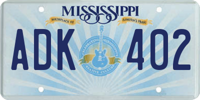 MS license plate ADK402