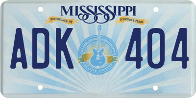 MS license plate ADK404