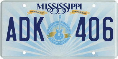 MS license plate ADK406