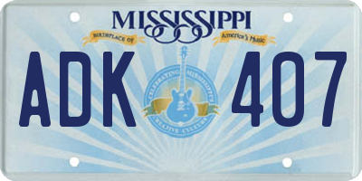 MS license plate ADK407